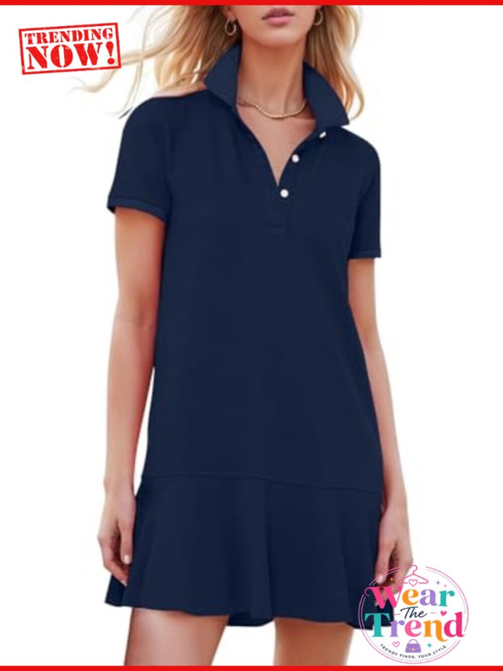 Women's Polo Mini Dress Cotton Blend Collared V-Neck Short Sleeve Golf Tennis